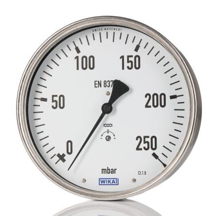 Tlakoměr Se závitem 8978263 160 mm G 1/2 Nerezová ocel, 60 °C 160 mbar 0 bar WIKA