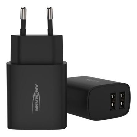 Ansmann Adaptér AC/DC 12 W, výstup: 5V dc, počet výstupů: 2 USB EU 2.4 A Lineární napájecí zdroj Regulované