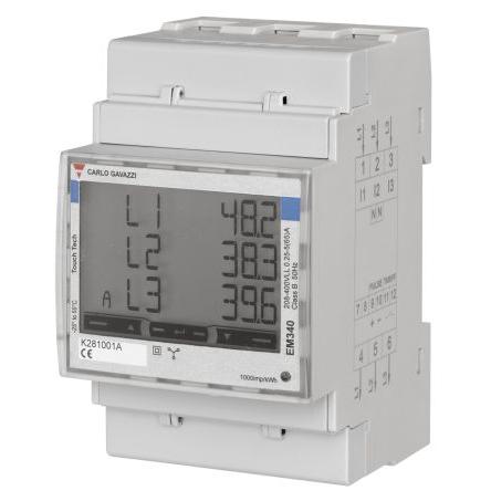 Elektroměr, řada: EM340 LCD 8číslicový 3fázový Digitální Impulzový výstup výška číslice 85 mm, výška výřezu: 91 mm,