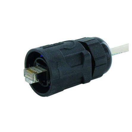 Amphenol Socapex Konektor RJ45, řada: RJFRB Vnější Cat5e, počet cest: 8, Pravý úhel, Kabel Nestíněný, počet portů:
