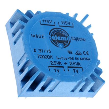Nuvotem Talema Toroidní transformátor, počet výstupů: 2, primární napětí: 230 V ac, 115 V, sekundární napětí: 2 x 7 V ac