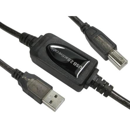 NewLink Kabel USB do zásuvky IC Vnější, A: USB typu A, 20 m Vnější, Černá, B: USB B