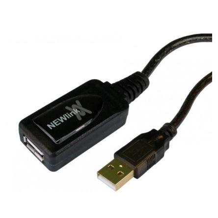 NewLink Kabel USB do zásuvky IC Vnější, A: USB typu A, 15 m Vnitřní, Černá, B: USB typu A