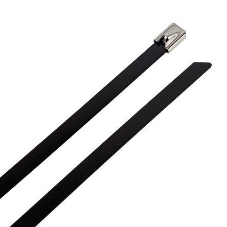 Stahovací páska Nerozpojitelné 200 mm 4.6mm Černá Nerezová ocel 316 RS PRO