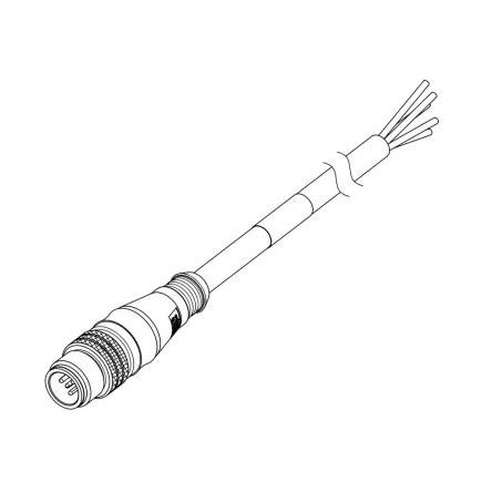 Kabel ovladače snímače, A: Vnější, A: M12 4, B: Bez koncovky, B: Vnější, 250V 4, IP67, řada: 120006 Brad from Molex 10 m