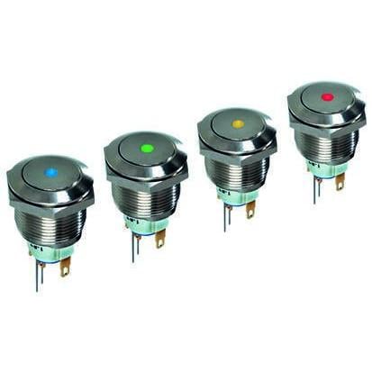 APEM Tlačítkový spínač, řada: AV IP65 Blokování Osvětlené 19.2 mm 2A, barva LED: Červená 48 V dc