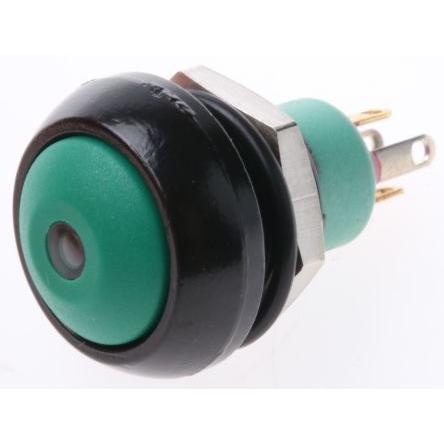 APEM Tlačítkový spínač, řada: IP IP67 SPST Panel Okamžité Osvětlené 13.6 mm 5A, barva LED: Zelená 28 V dc