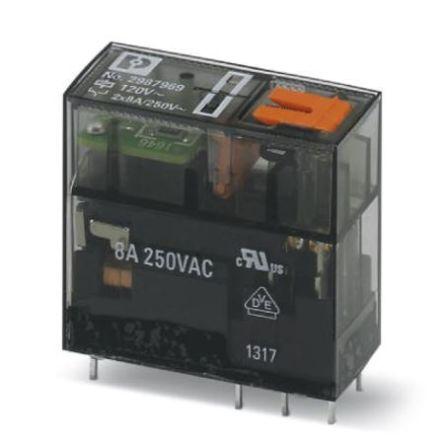 Phoenix Contact Relé bez blokování 2PDT Lišta DIN 8A 120V ac REL-MR-120AC/21-21/MS