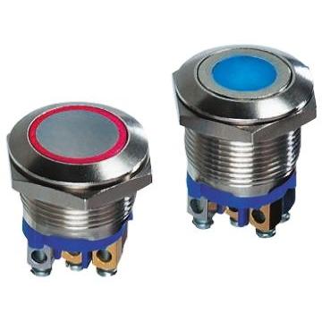 APEM Tlačítkový spínač, řada: AV IP65 SPST Okamžité Osvětlené 19.2 mm 50mA, barva LED: Modrá 250 V ac