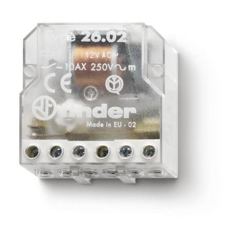 Finder Modulární krokové relé DPST Panel 10A 24V ac 26