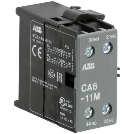 ABB Pomocný kontakt NO/NC 2 Boční, rozsah: CA6 s Šroub 6 A 600V
