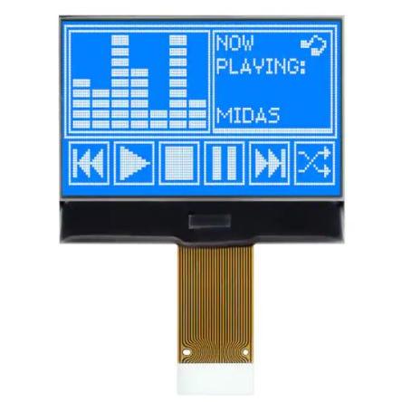 Monochromatický LCD displej MCCOG128064B12W-BNMLW, řada: MCCOG128064B12W-BNMLW Grafické podsvícení LED Bílá 128 x 64