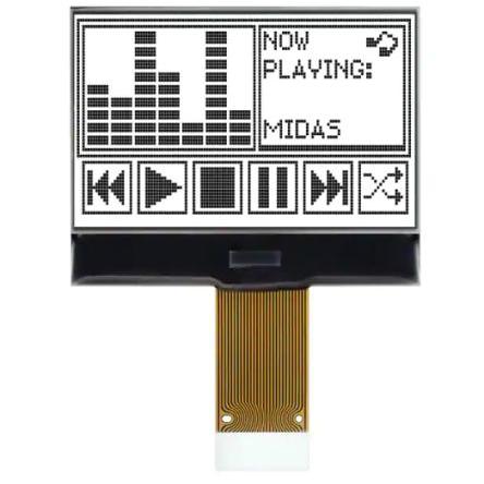 Monochromatický LCD displej MCCOG128064B12W-FPTLW, řada: MCCOG128064B Grafické podsvícení LED Bílá 128 x 64 pixelů