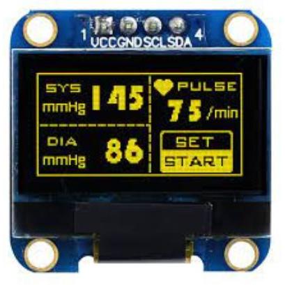Displej OLED, řada: MDOB128064V2V-YI 0.96 in Žlutá Pasivní matice 128 x 64 pixelů COB Midas I2C