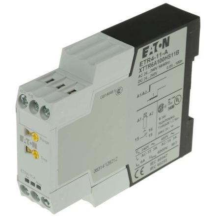 Eaton Časovací relé, řada: ETR4 Lišta DIN SPDT 1kontaktové 240 V dc 24V ac, 240 V ac 1 funkce Šroub 0.05 s to 60 h