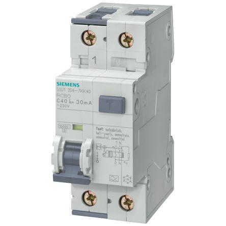 Siemens Jistič zbytkového proudu s ochranou proti přepětí, rozsah: 5SU1 2pólový 16A vypínací citlivost 300 mA,