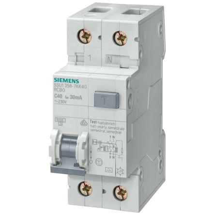 Siemens Jistič zbytkového proudu s ochranou proti přepětí, rozsah: 5SU1 2pólový 32A vypínací citlivost 300 mA,