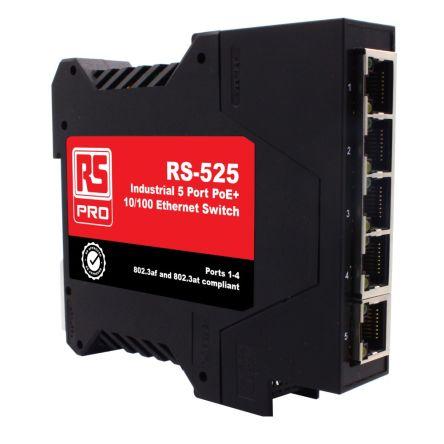 Ethernetový přepínač 5portový 100Mbps RS PRO Neřízený Napájení přes síť Ethernet