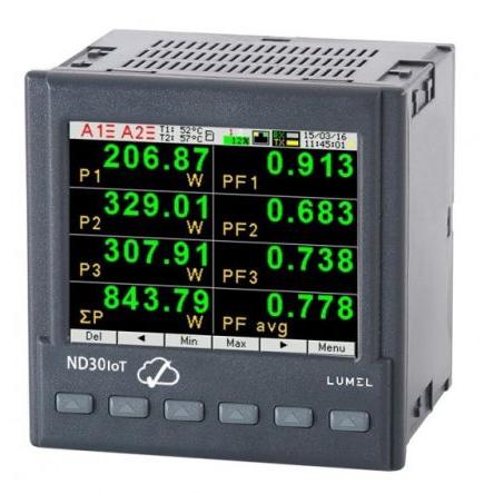 Digitální měřič výkonu, řada: ND30 TFT LCD 3fázový Impulzový výstup výška číslice 85 mm, výška výřezu: 92.5 mm, šířka