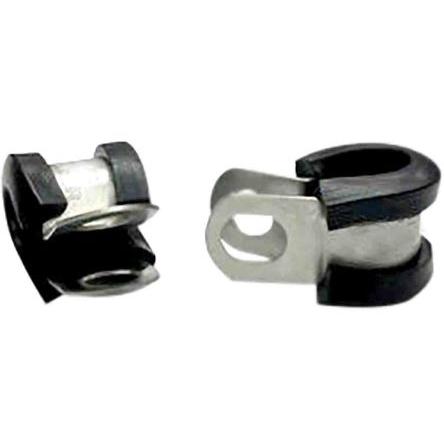 RS PRO Spona tvaru P 6 mm (vnitřní prům.), Černá, Zinek, Nerezová ocel