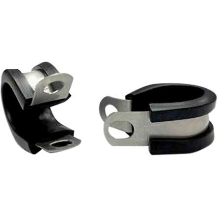 RS PRO Spona tvaru P 13 mm (vnitřní prům.), Černá, Zinek, Nerezová ocel
