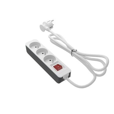 RS PRO Koncová zásuvka, délka kabelu: 4 m 3 zásuvek, 250V Typ E – francouzský, IP20 Bílá, Bílá Polyvinylchlorid Typ E -