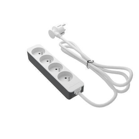 RS PRO Koncová zásuvka, délka kabelu: 1.5 m 4 zásuvek, 250V Typ E – francouzský, IP20 Bílá, Bílá Polyvinylchlorid Typ E