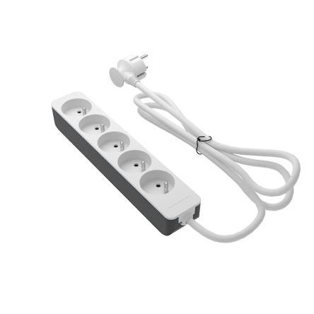 RS PRO Koncová zásuvka, délka kabelu: 1.5 m 5 zásuvek, 250V Typ E – francouzský, IP20 Bílá, Bílá Polyvinylchlorid Typ E