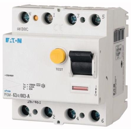 Jistič zbytkového proudu 4pólový Typ AC 63A 30 mA Eaton St. PFGM PFGM IEC/EN 61008