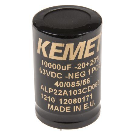 Kondenzátor, řada: ALP22 10000 μF -10 to 30 % 38mΩ ALP22A103CD063 63V dc, Montáž na plošný spoj KEMET