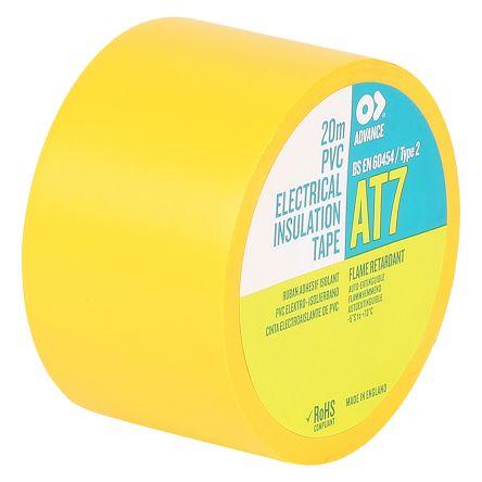 Elektrikářská páska, název: AT7, Žlutá Polyvinylchlorid 8000 V 38mm x, délka: 20 m tloušťka 0.13 mm Advance Tapes