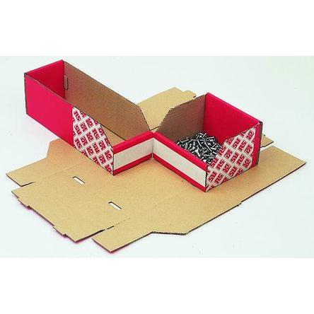Skladovací zásobník barva Červená Lepenka 100 mm x 100 mm x 200 mm RS PRO