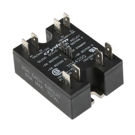 Crydom Polovodičové relé 20 A Panel 280 V Quad 15V
