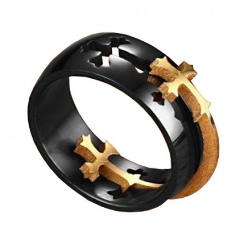 Prsten Dark černá/zlatá barva 65mm, pánský