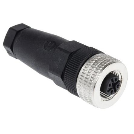 Kulatý konektor, počet kontaktů: 4, Kabel, velikost: M12 Hirschmann, pohlaví kontaktu: Vnitřní, orientace těla: Rovný
