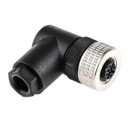 Kulatý konektor, počet kontaktů: 4, Kabel, velikost: M12 Hirschmann, pohlaví kontaktu: Vnitřní, orientace těla: Pravý