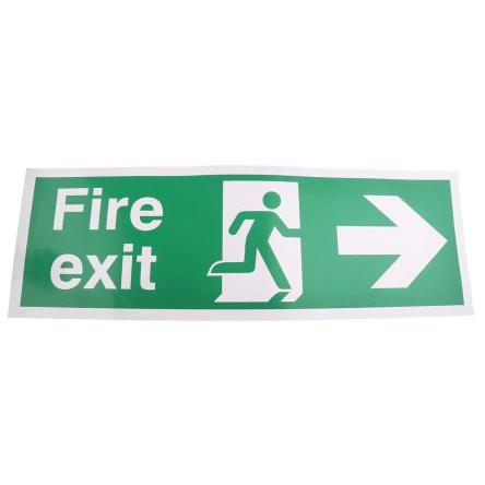 RS PRO Konec znamení, Polybutylentereftalát FIRE EXIT, Bílá, Zelená Angličtina
