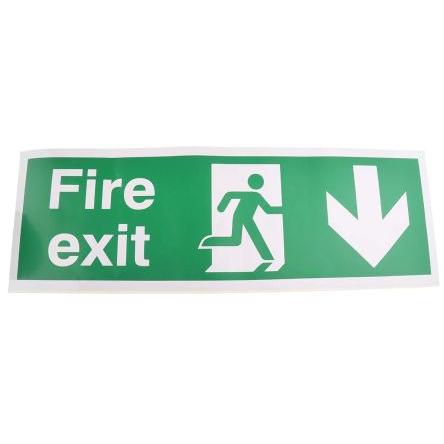 RS PRO Konec znamení, Vinyl FIRE EXIT, Zelená, Bílá Angličtina