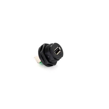 RS PRO Spojka, řada: USB Type A Vnitřní, počet portů: 1portový, orientace těla: Rovný USB typu A, Panel USB 2.0, IP67,