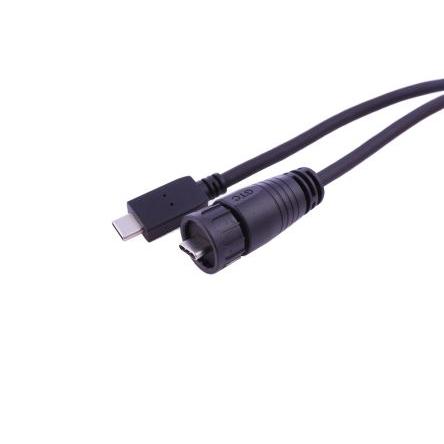 RS PRO Kabel USB do zásuvky IC Vnější, řada: GT11C, A: USB typu C, 2 m Vnitřní, Černá, B: USB typu C