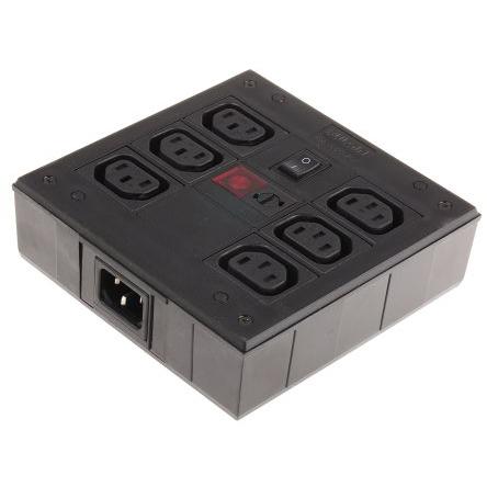 Bulgin Zásuvková lišta 6cestná 2m kabel Filtrovaný, 250V 10A CEE, Typ G – britská BS1363, NEMA 5-15 IEC C13 Jištěný