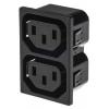 Bulgin Konektor IEC 2 X C13, orientace těla: Rovný, Zacvakávací montáž Vnější, 250V 10A