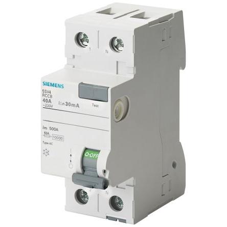 Jistič zbytkového proudu 2pólový Typ AC 25A 30 mA Siemens St. SENTRON 5SV4312 UKCA, CE, VDE, EAC