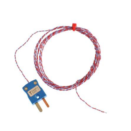 Termočlánek s odkrytým spojem ANSI 3 m kabel typ Typ T Perfluoralkoxyalkan 3 m sonda, -75 °C 1 mm na 250 °C ANSI, RoHS