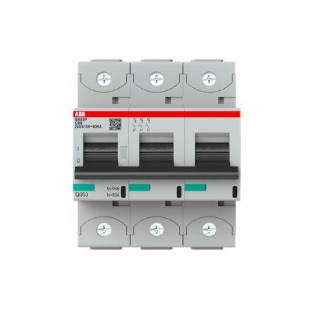ABB Miniaturní jistič, rozsah: S800C 3pólový 80A vypínací výkon 25 kA, charakteristika: Typ C, rozsah: High Performance