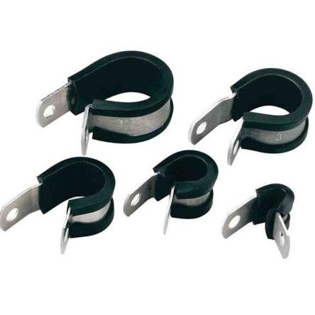 HellermannTyton Spona tvaru P 8 mm (vnitřní prům.), Přírodní, Černá, Pryž, Hliník