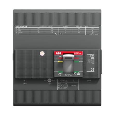 ABB Jistič s lisovaným pouzdrem, rozsah: XT3N 4pólový 200A vypínací výkon 3.75 kA, rozsah: SACE Tmax XT Pevný