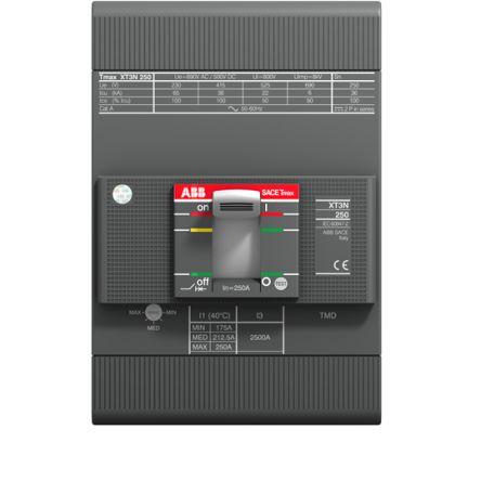 ABB Jistič s lisovaným pouzdrem, rozsah: XT3S 3pólový 200A vypínací výkon 3 kA, rozsah: SACE Tmax XT Pevný
