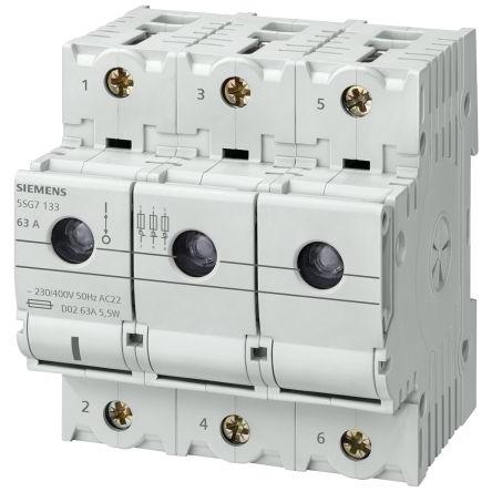 Siemens Pojistka odpojovač spínače, řada: 5SG 3pólový Zapouzdřený 25A velikost pojistky D02