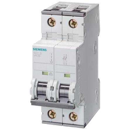 Siemens Miniaturní jistič, rozsah: 5SY 2pólový 10A vypínací výkon 10 kA, charakteristika: Typ C, rozsah: SENTRON 400V ac
